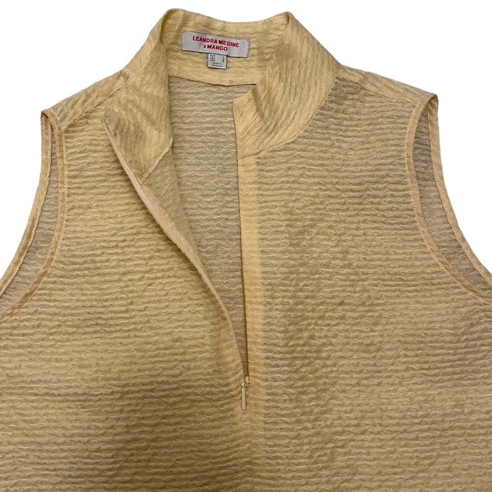 Mango X Leandra Medine Yellow Zip Texture Top Med… - image 5